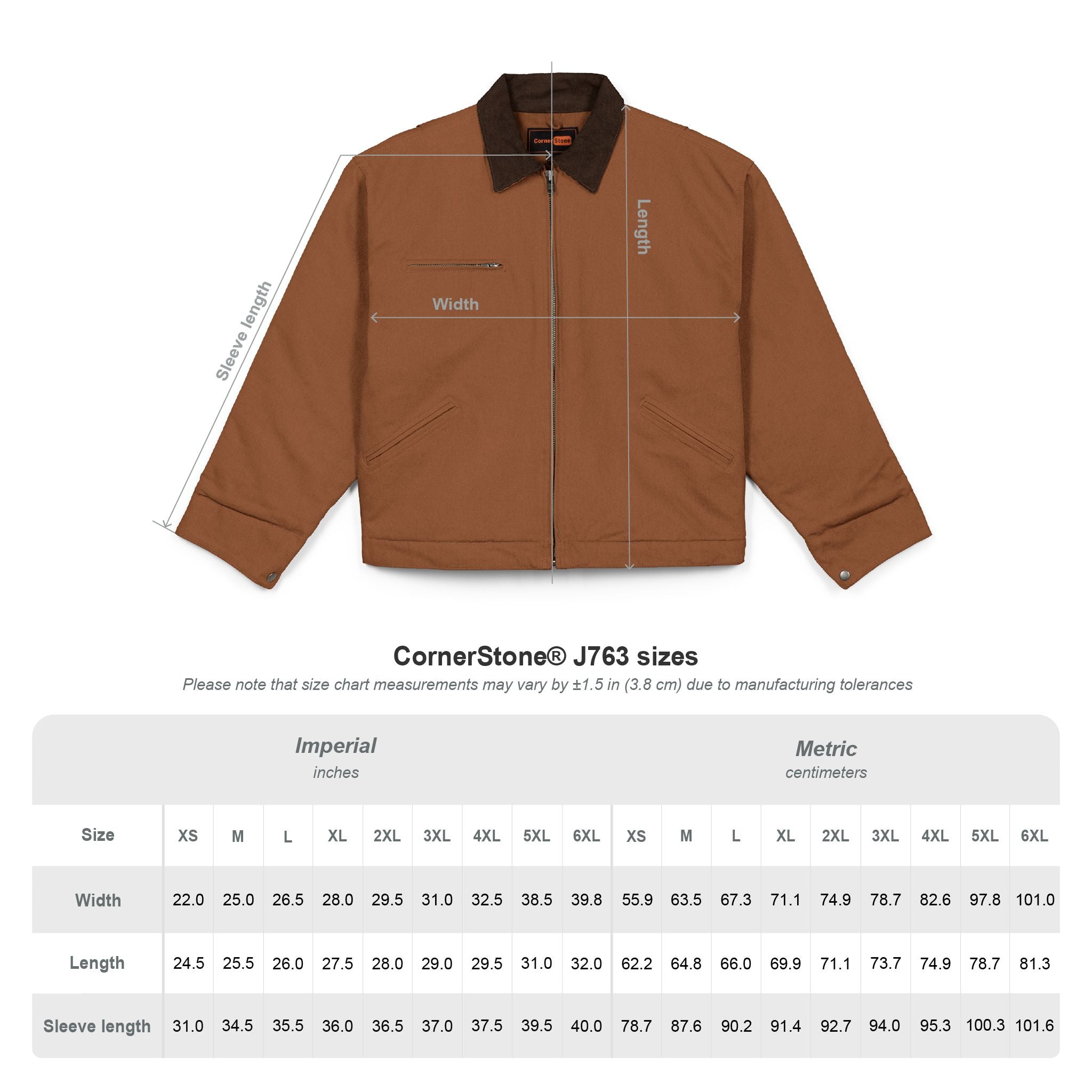 FOUNDRY Duck Cloth Work Jacket — Durable Brown Canvas Jacket with Zip Front