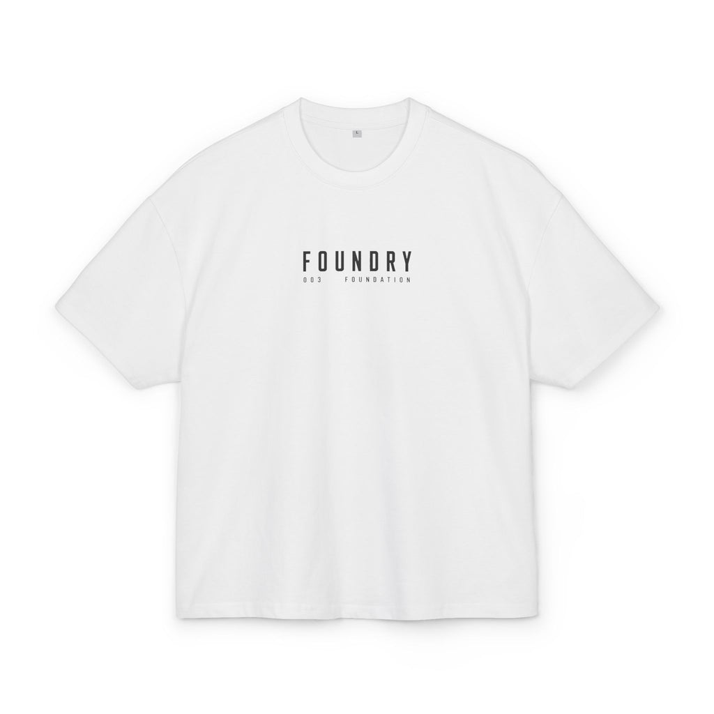 Foundry Minimalist Logo Tee — White Boxy Cotton T-Shirt