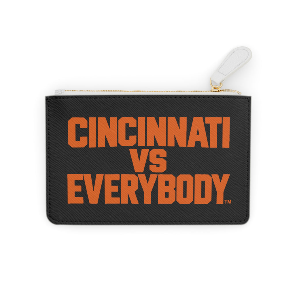 Cincinnati Vs Everybody Mini Clutch Bag — Black & Orange Zip Pouch for Fans