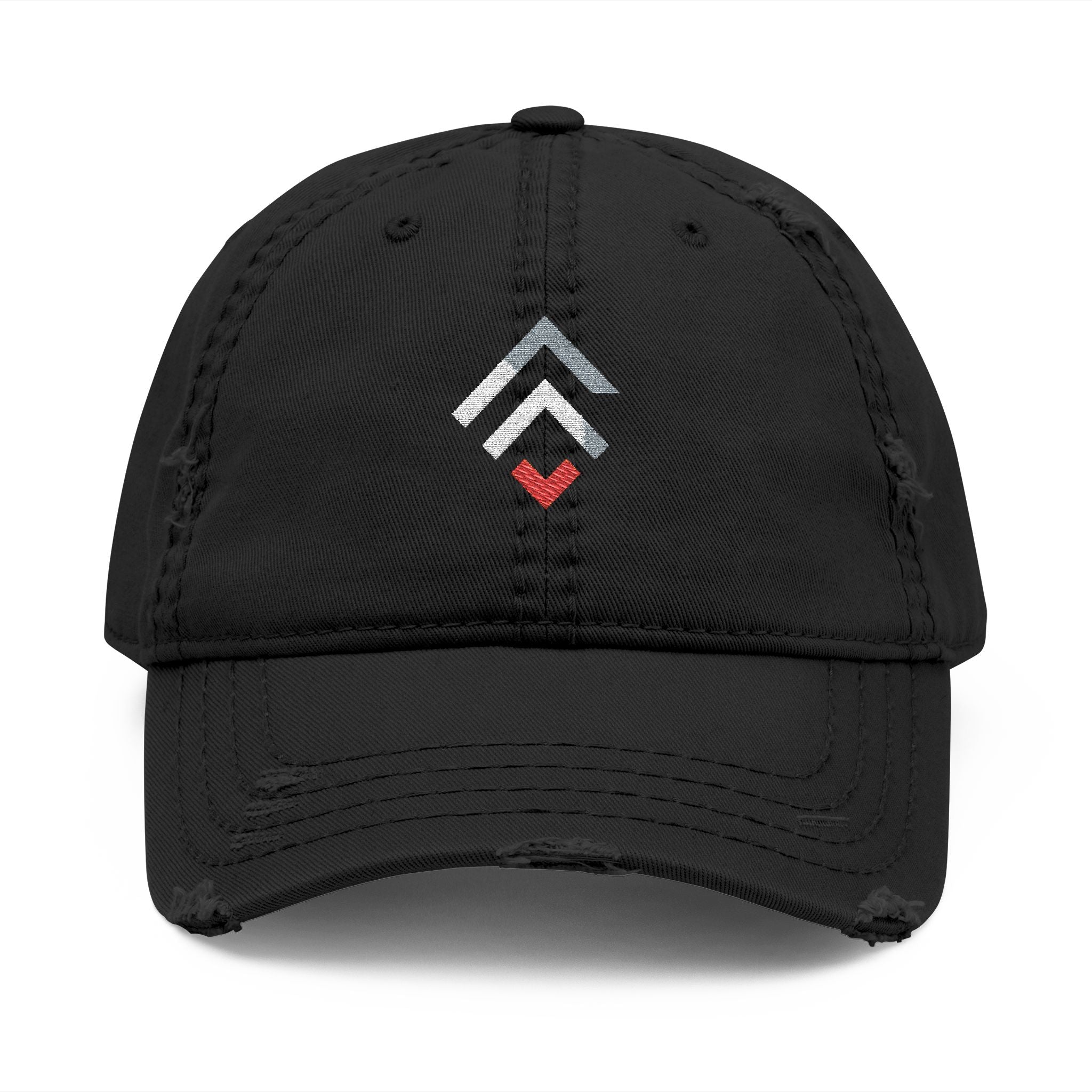 Foundry Distressed Embroidered Dad Hat — Minimal Chevron Design
