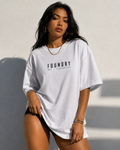 Foundry Minimalist Logo Tee — White Boxy Cotton T-Shirt