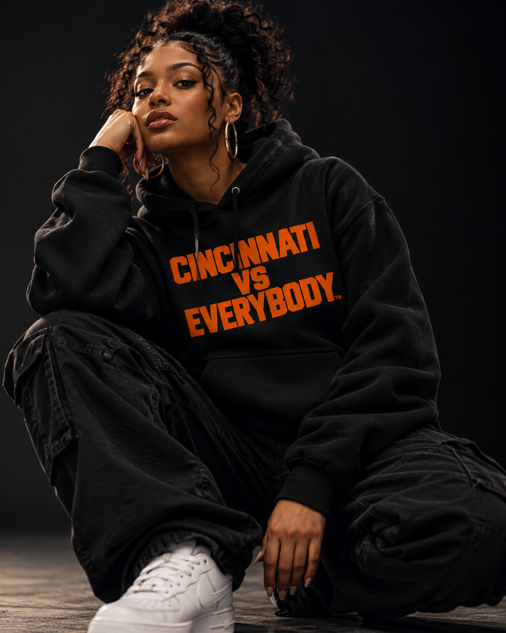 CVE // Cincinnati vs Everybody™ — Champion Hoodie Black & Orange