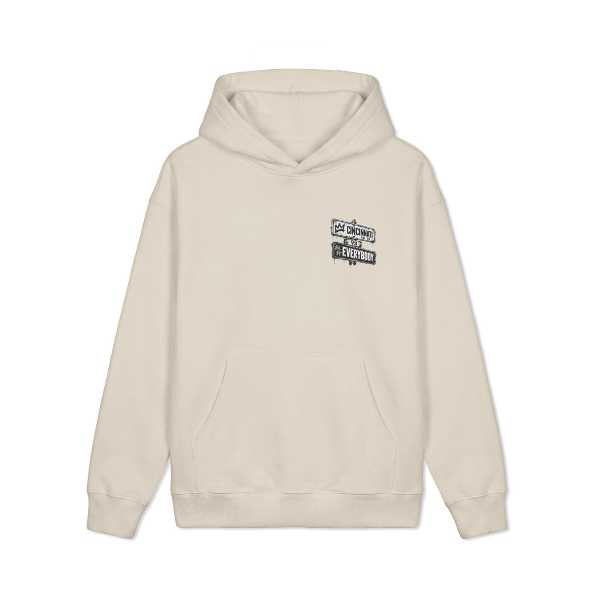 Cincinnati vs Everybody Hoodie — Street Sign Graphic Heavyweight Sweatshirt