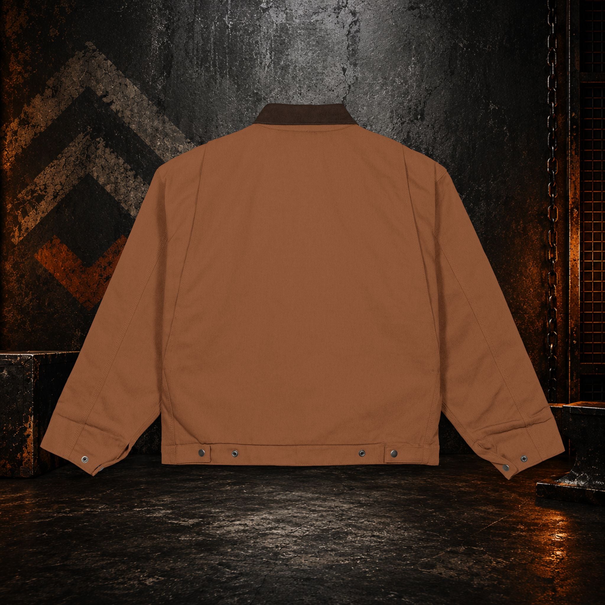 FOUNDRY Duck Cloth Work Jacket — Durable Brown Canvas Jacket with Zip Front